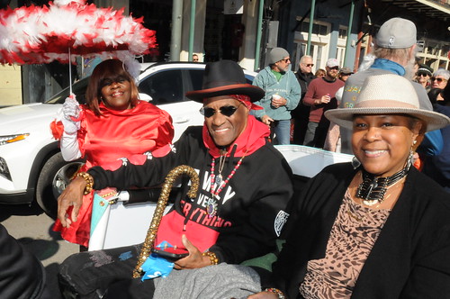 Cyril Neville and Gaynielle Neville at WWOZ's moving day second line parade on November 28, 2023. Photo by Black Mold.