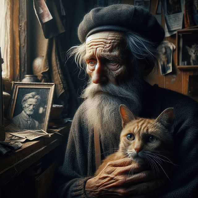 Old man and his cat # 2