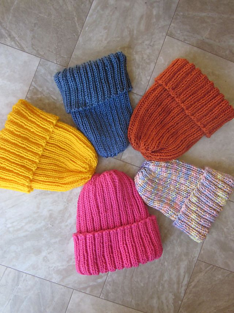 These are a few of the 15 hats that Marie (thecatsmom) has knit since October 4th. Pattern is Hat with Heart by Lynn Ann Banks.