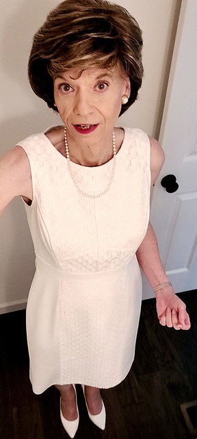 White Textured Dress Worn to Late September Nail Appointment (4 of 5) – Elevated View