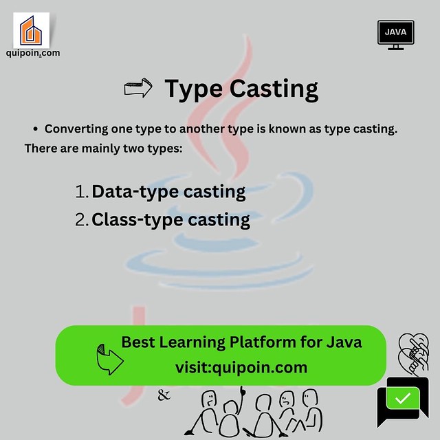 Type Casting in Java - Quipoin