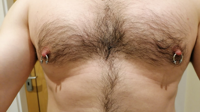 Barbell Pierced Male Nipples