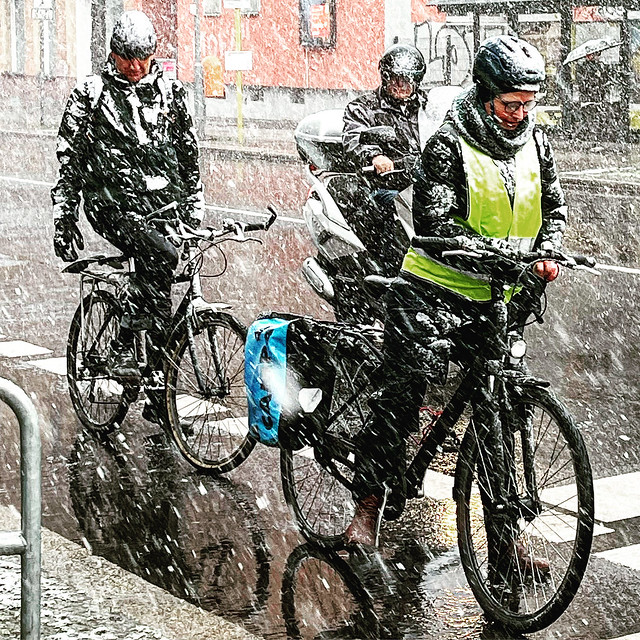 Biking and snowing