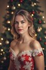 a woman posing in front of a christmas tree, a portrait, by Igor Grabar, tumblr, decolletage, avatar image, gorgeous elegant attractive, stunning closeupheadshot, beautiful aerith gainsborough, :bomb: :collision:, medium portrait top light, red lace, anna
