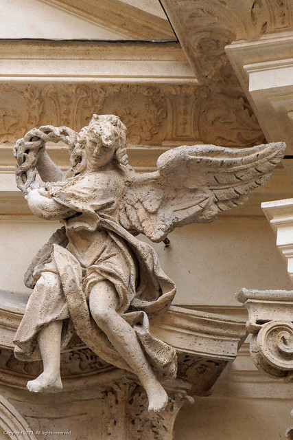 Right hand angel above the door at the Church of Santa Maria Maddalena