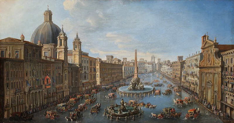 Antonio Joli (1700-1777) - View of the flooded Piazza Navona, Rome