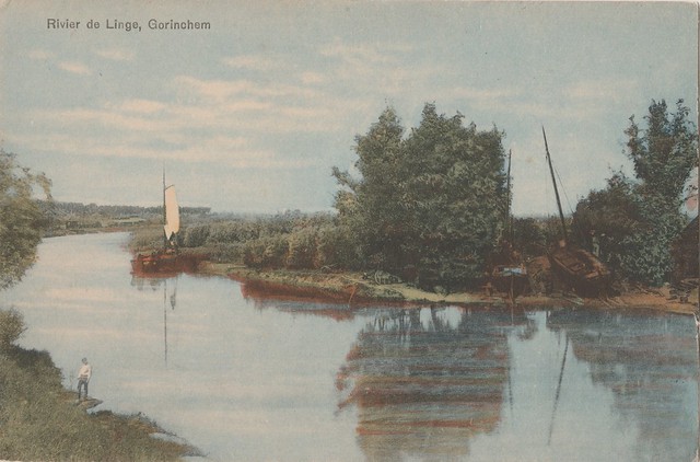 Ansichtkaart - Rivier de Linge, Gorinchem (Uitg. A.v.w. G. nr 1162) scheepshelling