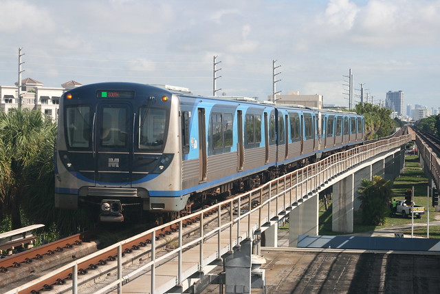 Metrorail (Miami-Dade County) Hitachi car in South Miami.Sta, Miami, Florida, Nov 25, 2023