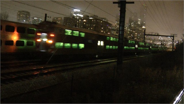 Metra Electric, Night in the Rain at 18th St Station #2
