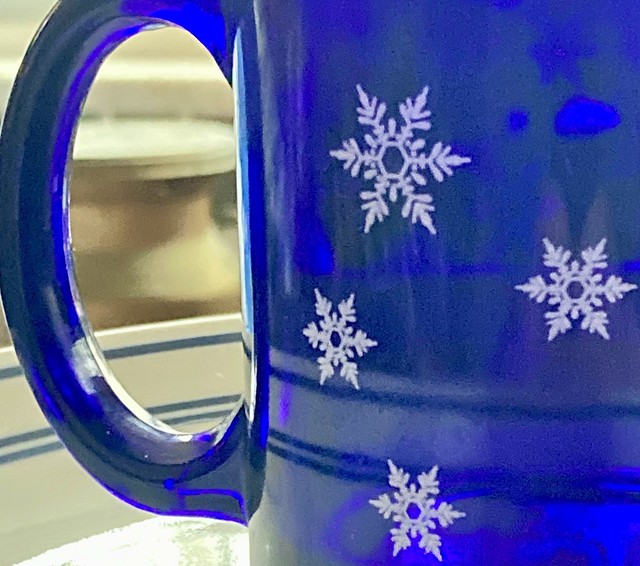 snowflake mug on a plate