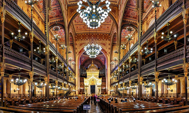 Dohány Street Synagogue in Budapest is the largest synagogue in Europe and the second-largest in the world.