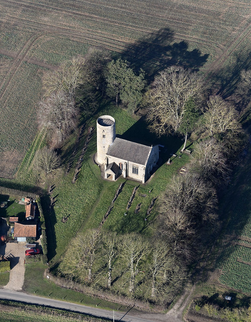 Aerial image: All Saints Church in Runhall