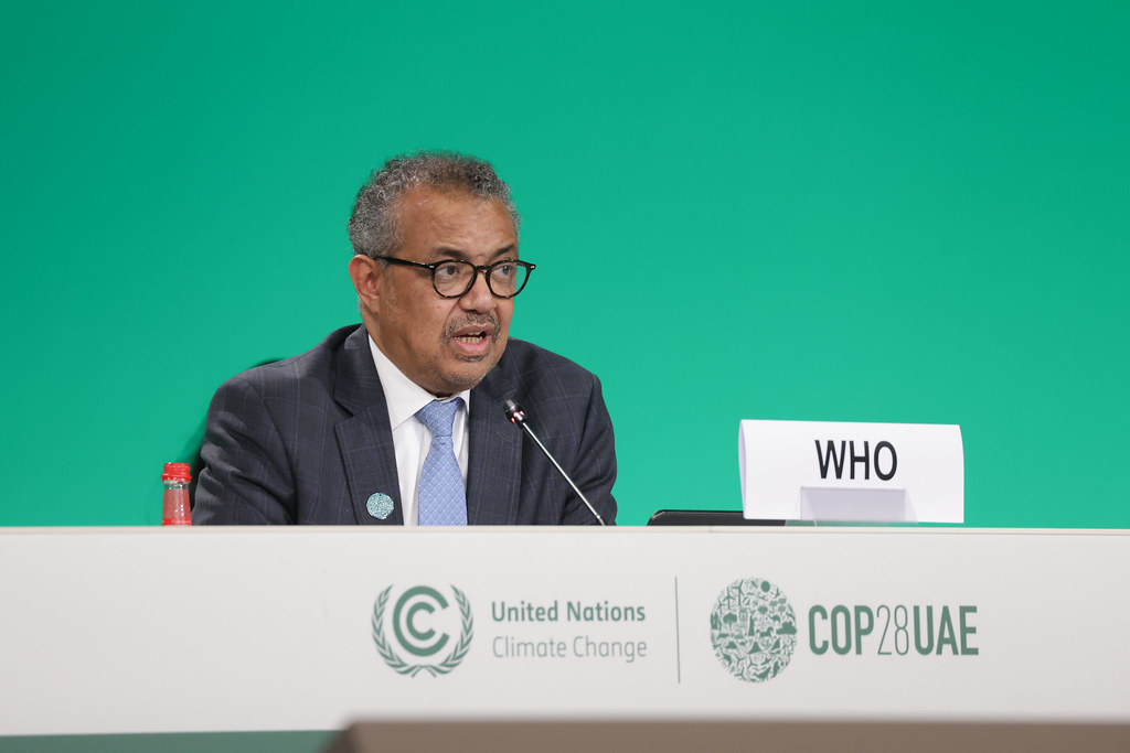 COP首屆健康日上，世界衛生組織主席譚德塞亦出席發言。圖片來源：COP28健康日 圖片來源：UNFCCC