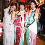 chinese girls at halloween street party in Hong Kong in Hong Kong, Hong Kong SAR 