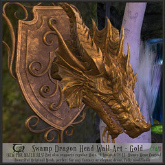 Swamp Dragon Head Wall Art Gold
