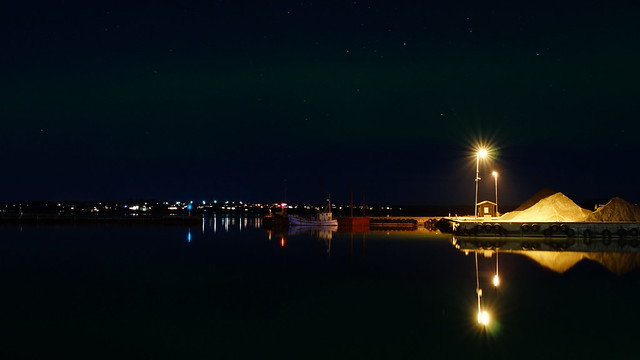 Struer harbour by night