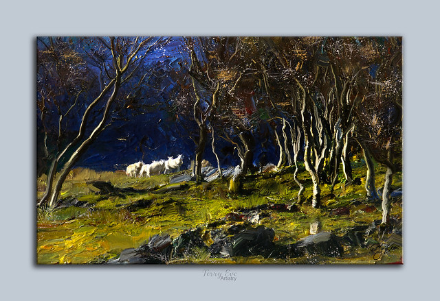 Ewes Trees & Mountains Skye  (Digital Painting)