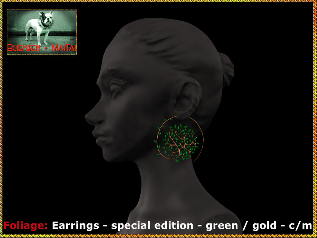 Bliensen - Foliage - Earrings - Special edition greengold