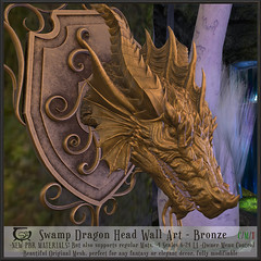 Swamp Dragon Head Wall Art Bronze