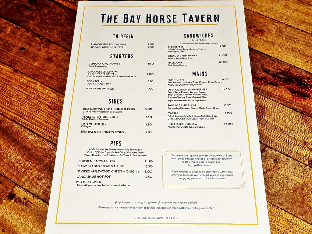 The Bay Horse Tavern Menu Food