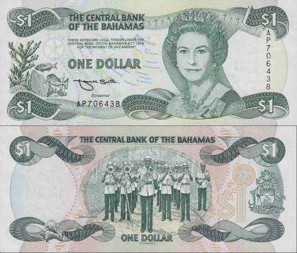 Bahamas p51a 1 Dollar-1974