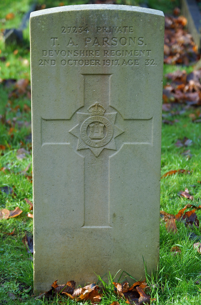 T.A. Parsons, Devonshire Regiment, 1917, War Grave, Bath