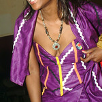DSCF0836v South African Durban Lady Andile in Purple Cultural Dress at The Republic of South Africa 8th Freedom Day Celebration After Party April 2002 at The Africa Centre Covent Garden London