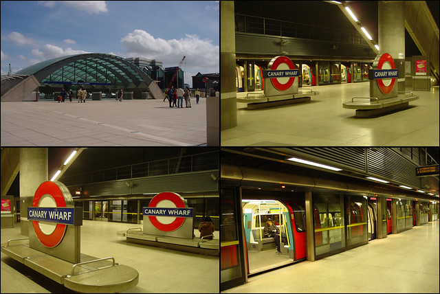 UK London Underground 1593 Jubilee Line - Canary Wharf montage