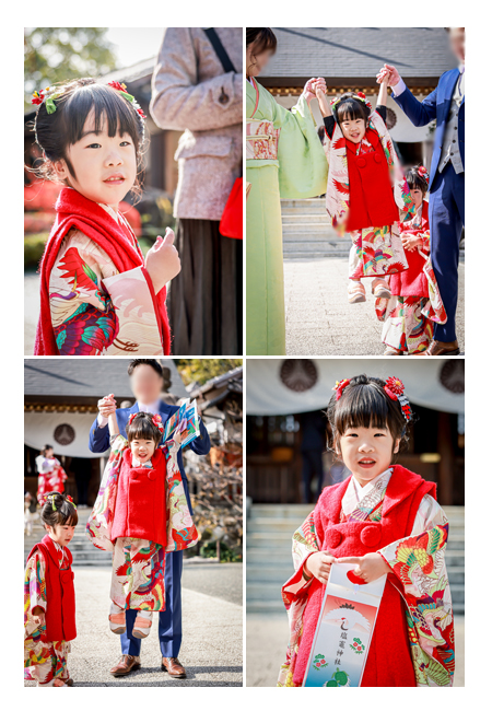 塩竈神社で七五三　名古屋市　双子の女の子　おそろいコーデ