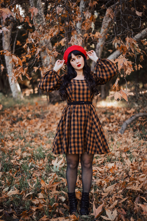 Son de Flor Mini Carmen Dress in Brown Checkers Southern California Belle