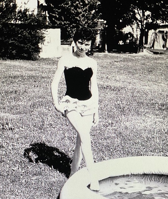 1955 Cute Petite Brunette with Backyard Kiddie Pool