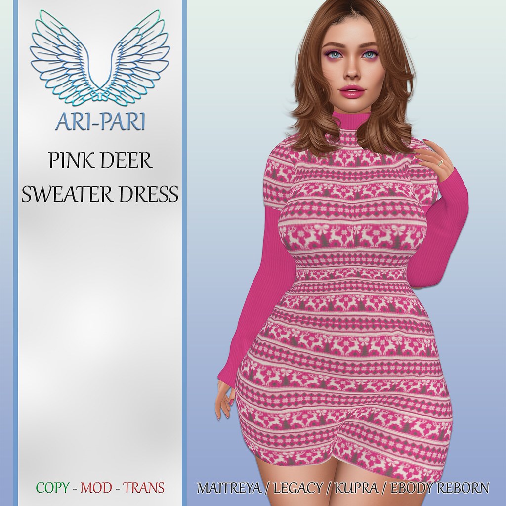 [Ari-Pari] Pink Deer Sweater Dress