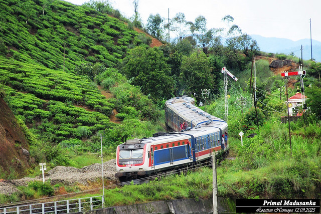 S14 979 arriving Nanuoya with Colombo bound Udarata Menike (No 1016 Badulla-Colombo Fort) in 12.09.2023