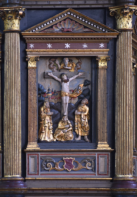 Lemgo, Westfalen, St. Nicolai, pulpit, cuppa, detail