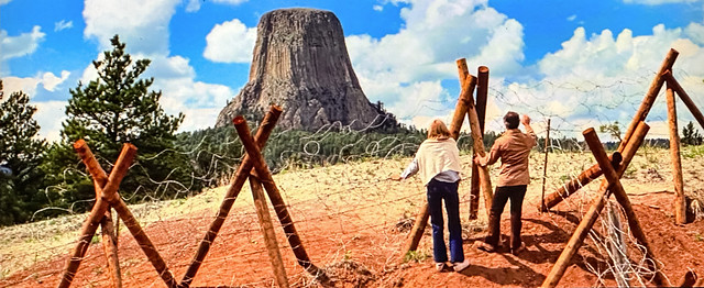 Roy and Jillian arrive at Devils Tower, Wyoming in Steven Spielberg’s “Close Encounters of the Third Kind” (1977).