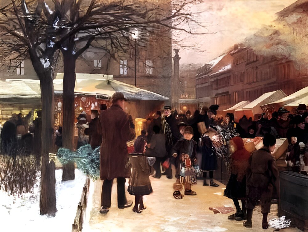 Christmas market in Berlin by Franz Skarbina - 1892