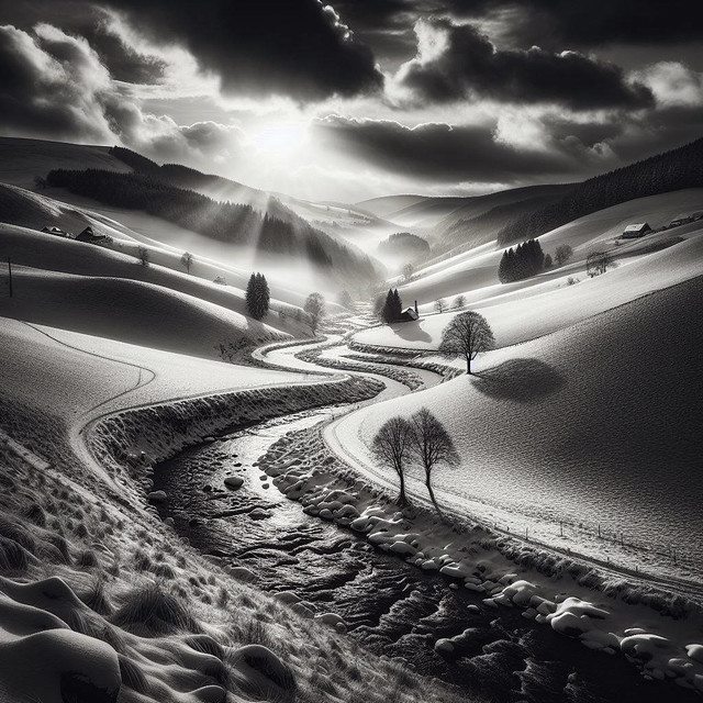 Winterlandschaft 2 – Schwarz Weiß Kunst Fotografie
