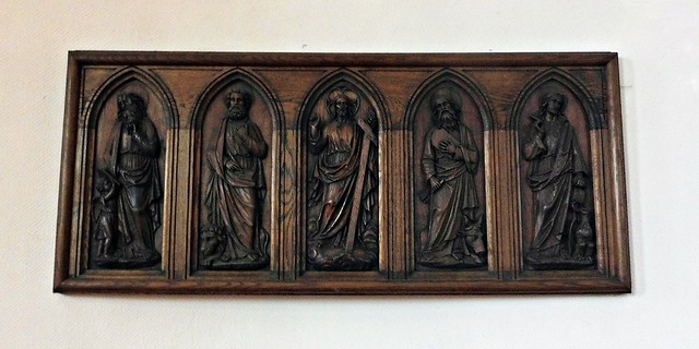 7 - Brest - Eglise Saint Marc - Panneau en bois, Le Christ et les quatre évangélistes