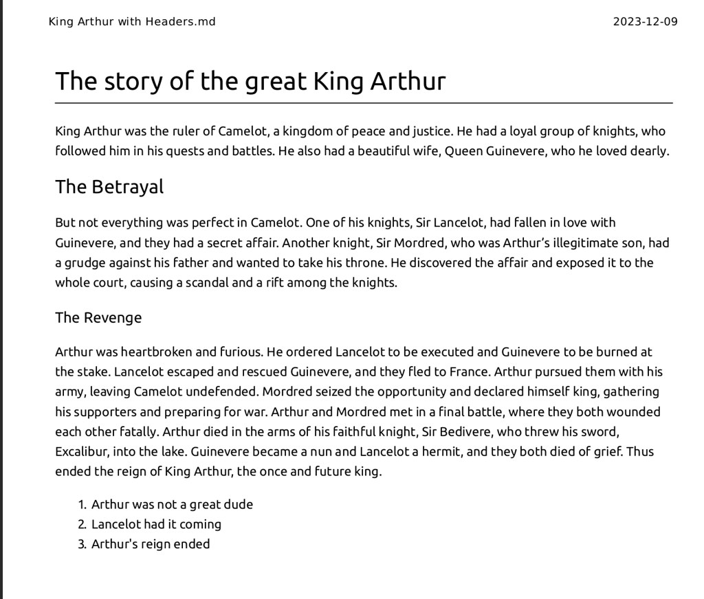 The King Arthur Story as a PDF