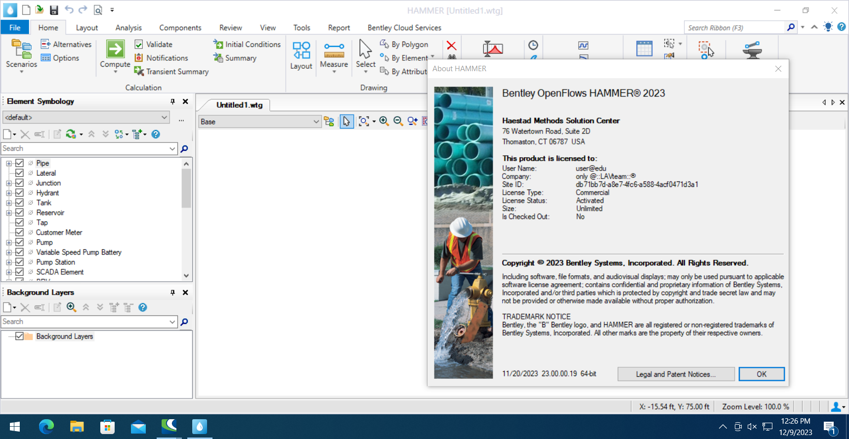 Working with Bentley OpenFlows HAMMER 2023.00.00.19 full license