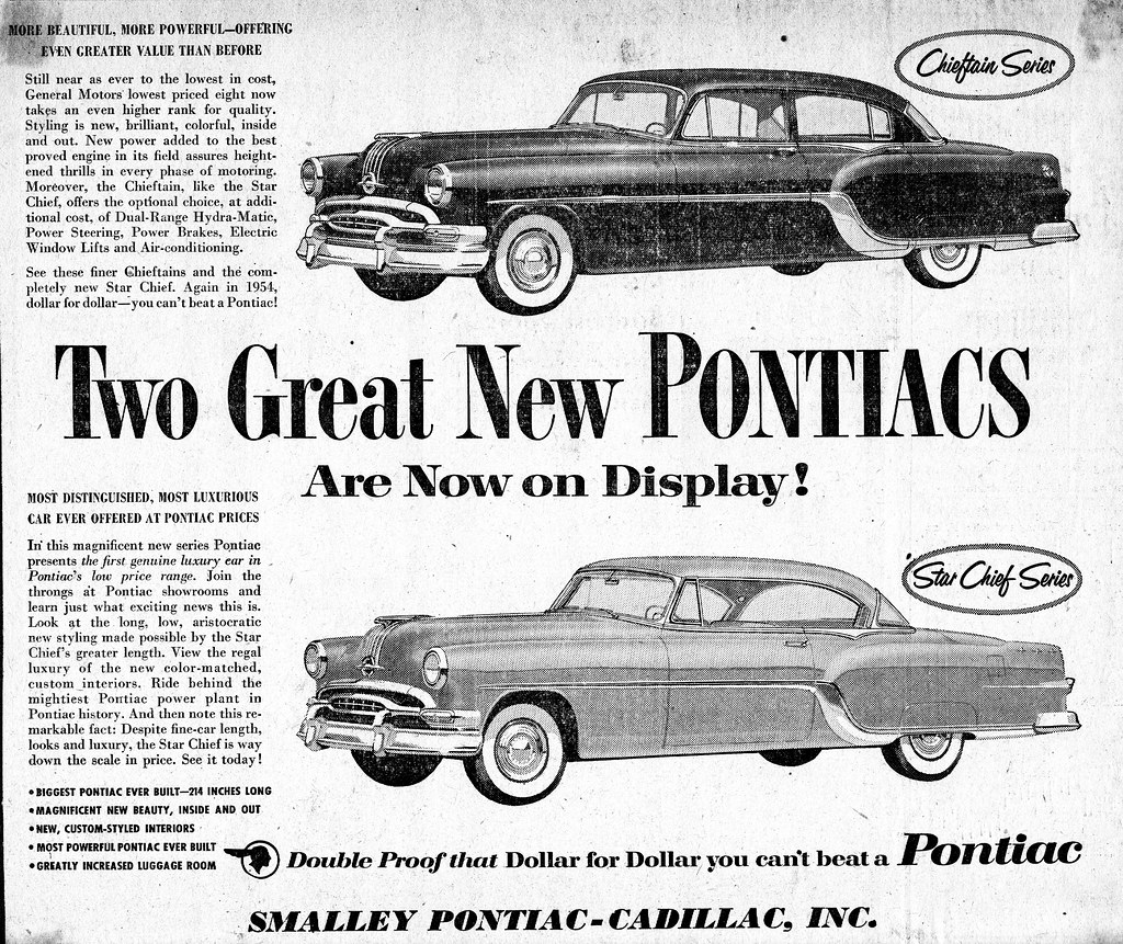 1954 Pontiac Newspaper Ad