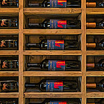Wine Display Wine display at Tamber Bey Winery in Calistoga, California. It&#039;s situated in a working horse barn and is a great place to visit.

I loved the line/color pattern of the display, and thought a little sliding would emphasize this more.
HSS!