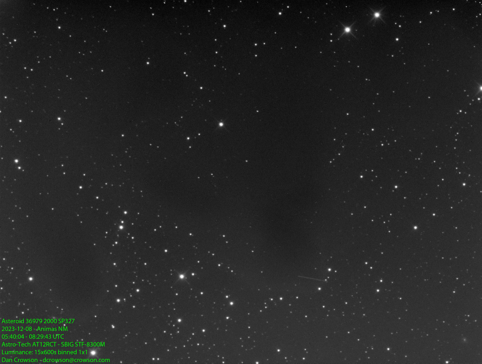 Asteroid 36979 2000 SP327 - 15x600s - 2023-12-08