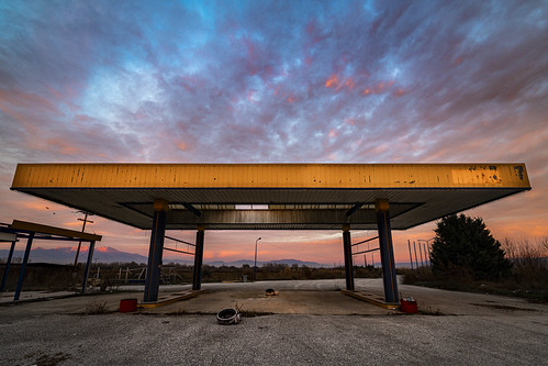 Monuments Of Every Day Past by panos_adgr, nikon d850 travel photography abandoned station fuel drama macedonia greece sky sunset clouds color