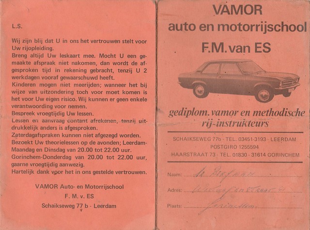 Leskaart - auto- en motorrijschool F.M. van Es