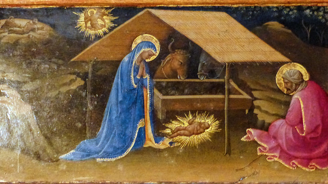 jeu, 09/10/2015 - 10:41 - Nativity and annunciation to the shepherds (1420-1425) by Lorenzo Monaco - Santa Trinita Florence Italy 10/09/2015