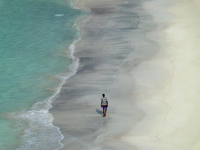 Socotrí paseando por una playa de Socotra