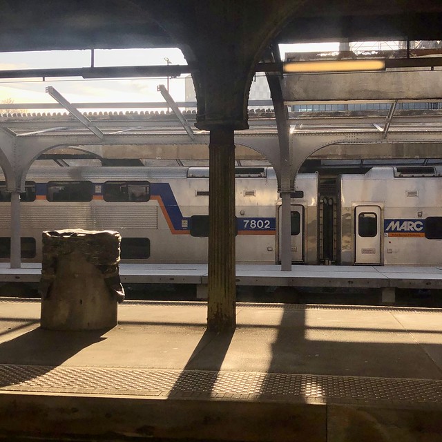 Platform and MARC train, Penn Station, Baltimore, Maryland