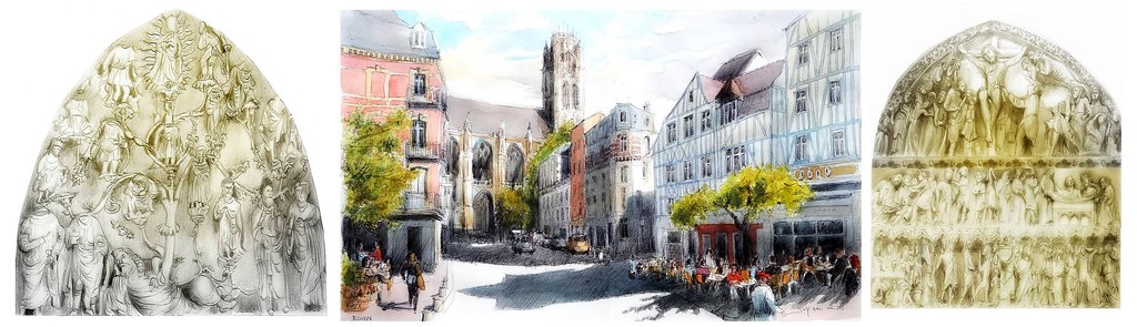 Rouen - Normandie - France - le portail de Jessé, la cathédrale et le tympan de la Calende