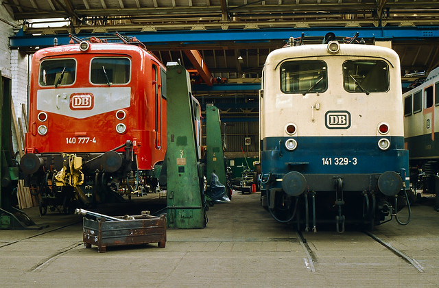 DB 140 777 + 141 329 AW Opladen 07.10.1989